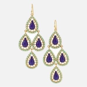 Stella & Dot Seychelles Teardrop Chandelier Blue Lapis Turquoise Earrings